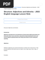 Structure - Adjectives and Adverbs - JSS3 English Language Lesson Note