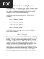 The Kirk Patrick Model of Training Evaluation