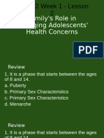 PEH 7 QUARTER 2 LESSON 2 Family's Role in Managing Adolescents' Health Concerns