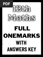 12th Maths EM Full One Marks Question With Keys English Medium PDF Download