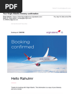 Your Virgin Atlantic Itinerary Confirmation