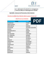 Liste AFFICHAE Candidats Non-Salariés Retenus A Passer Oral