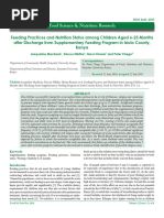 Feeding Practices and Nutrition Status Among Children Aged 6-23 Months After Discharge From Supplementary Feeding Program in Isiolo County, Kenya