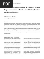 An Investigation Into Students' Preferences For and Responses To Teacher Feedback and Its Implications For Writing Teachers