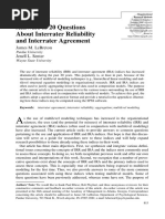 @answers To 20 Questions About Interrater Reliability and Interrater Agreement LeBretonSenter2008