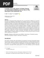 A Further Test of The Impact of Online Gaming On Psychological Wellbeing and The Role of Play Motivations and Problematic Use