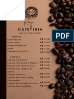 Cardápio de cafés para Cafeteria moderno marrom