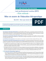 Mise en Oeuvre Education Therapeutique Fiche Technique 2013 01 31