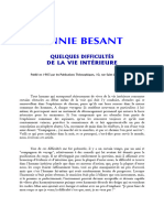 BESANT Annie - Quelques Difficultés de La Vie Intérieure - 1909