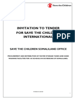 Invitation To Tender-Water Storage Tanks and Hand Washing Facilities