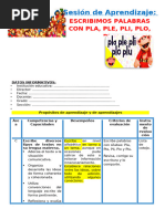 1° Sesión Día 4 Com Escribimos Palabras Con Pla, Ple, Pli, Plo, Plu