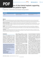 Clinical Outcomes of Short Dental Implants Supporting Prostheses in The Posterior Region