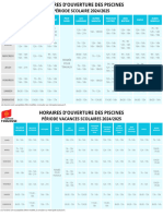 Horaires Saison 2024-2025