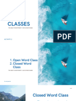 Closed and open word classes in parts of speech.