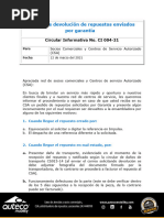 CI005-21. Proceso Devolución Repuestos Enviados Por Garantía