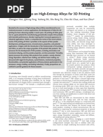 Recent Advances On High Entropy Alloys For 3D Printing