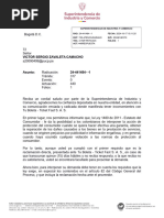 Victor Sergio Zavaleta Camacho: Superintendencia de Industria Y Comercio Rad: Fecha Dep: Eve: Tra: Folios Act