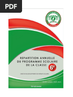 Repartition Annuelle Du Programme Scolaire (Madagascar) 6ème - 2024 - 2025