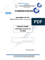 Support Du Cours D'informatique TP Word - 2023-2024