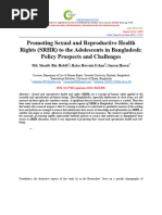 Promoting Sexual and Reproductive Health Rights (SRHR) To The Adolescents in Bangladesh: Policy Prospects and Challenges