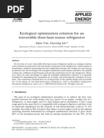 Ecological Optimization Criterion For An Irreversible Three-Heat-Source Refrigerator (Zijun Yan, Guoxing Lin, 2000)