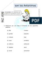 Ficha de Que Son Los Antonimos para Segundo de Primaria