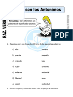 Ficha de Que Son Los Antonimos para Segundo de Primaria