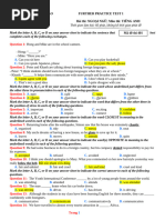 A. B. C. D.: Bộ Giáo Dục Và Đào Tạo Further Practice Test 1 Bài thi: NGOẠI NGỮ; Môn thi: TIẾNG ANH