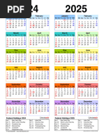 Downloadtwo Yeartwo Year Calendar 2024 2025 Portrait Side by Side Multi Colored PDF