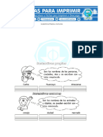 Ficha de La Sustantivos Propios y Comunes para Primero DePrimaria