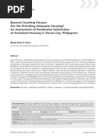 Beyond Counting Houses: Are We Providing Adequate Housing? An Assessment of Residential Satisfaction of Socialized Housing in Davao City, Philippines