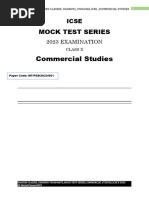 Commercial Studies (ICSE) Mock Test 1 (Unsolved) by Manish Classes