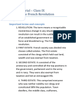 Study Material Class IX History - The French Revolution: Chapter - 1 Important Terms and Concepts