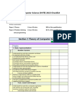 iGCSE 0478 Computer Science Unit I - Checklist - 2023 - New