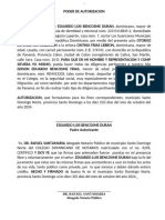 Poder de Autorizacion de Eduardo Luis Bencosme Duran