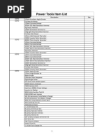 Power Tools Items List