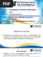 Semana 8, Investigación y Proyectos II Monografía, Plan Diario