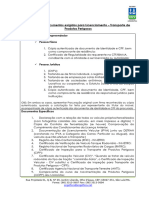 Relação Dos Documentos Exigidos para Licenciamento - Transporte de Produtos Perigosos