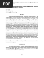 Forest Domain Conservation Management Practices and Beliefs of The Indigenous Peoples of The Cordillera Region, Philippines