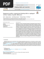 Engagement Predicts Computational Thinking Skills in Unplugged