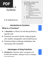 Functions, Arrays and Basic Algorithms