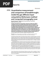 Quantitative Measurement and Comparison of Breakthroughs Inside The Gas Diffusion Layer Using Lattice Boltzmann Method and Computed Tomography Scan