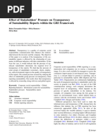 Effect of Stakeholders' Pressure On Transparency of Sustainability Reports Within The GRI Framework