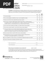 Screening Checklist For Contraindications To Vaccines For Adults