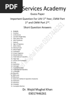 Importanat Question Answer For LHV 1st Year