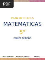 Primer Periodo Grado 5° - Matematicas - Con Evaluación