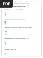 Evaluación Matemática 7° Básico Período 4