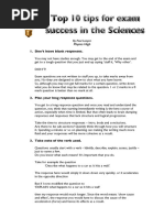 Top 10 Tips For Exam Success in The Sciences