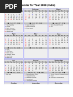 Year 2038 Calendar - India