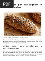 Receta de Pan Multigrano o Multicereales